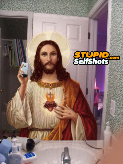 Jesus Bathroom Mirror Self Shot